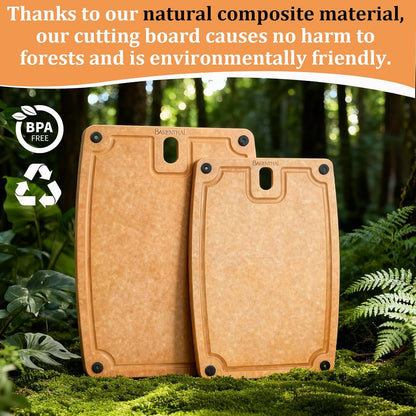 Cutting Boards for Kitchen Dishwasher Safe Eco-Friendly Composite Cutting Board Set of 2, Reversible Chopping Board with Handles & Juice Grooves, Small & Large Cutting Board for Countertop