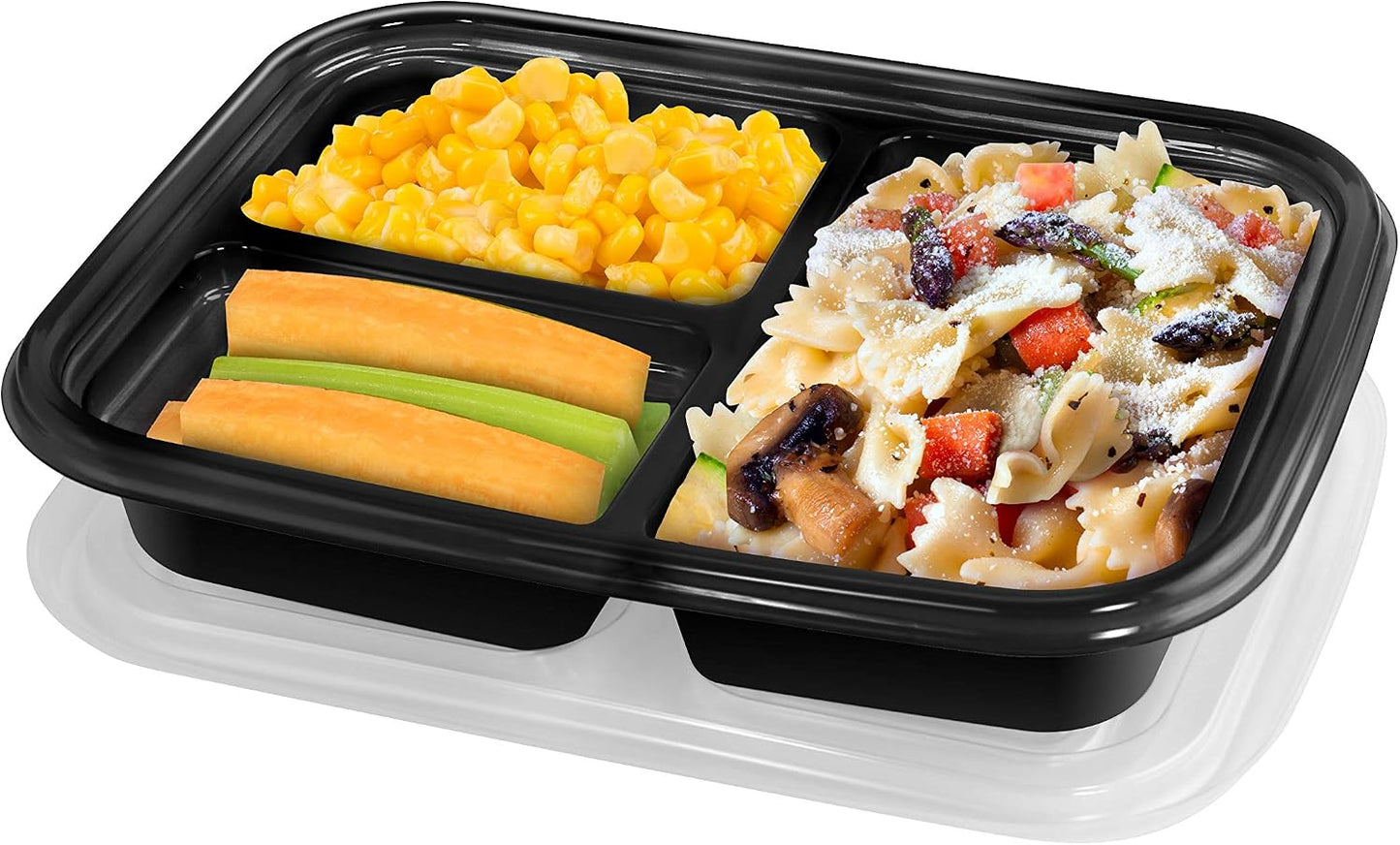 Nameless 20 Piece Meal Prep Container Kit - 3 Section Black