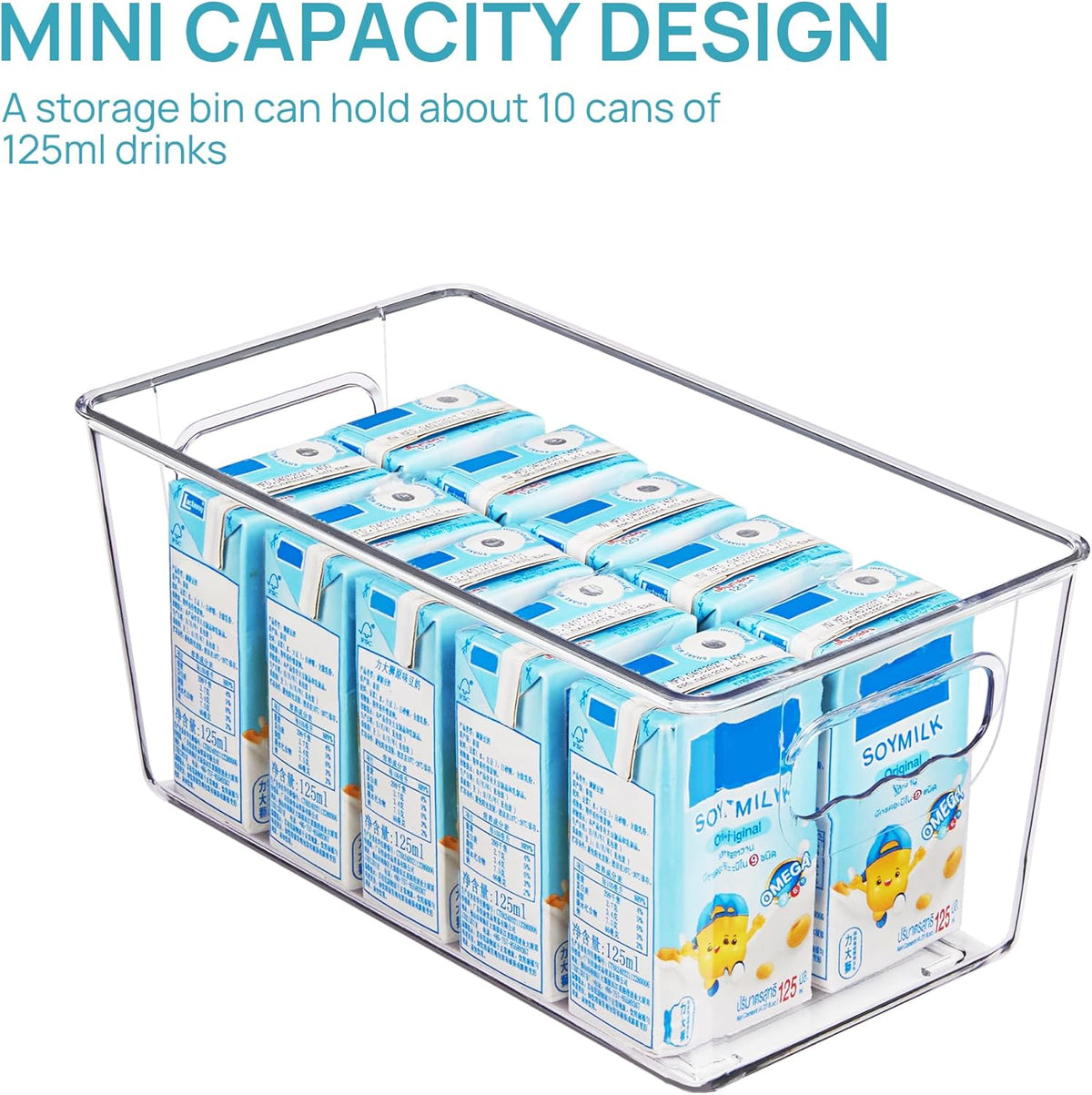 Vtopmart Clear Plastic Storage Bins, 6 PCS Pantry Organizer Bins with Handle for Refrigerator, Fridge, Cabinet, Kitchen, Countertops, Cupboard, Freezer Organization and Storage, Large