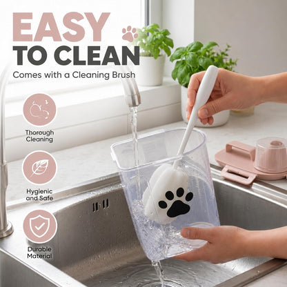 Dog Storage Container with cleaning brush,Measuring Cup,Portable Pet Food Containers with Upgraded Large Spout and Cup for Dogs,Cats,Birds,Small Animals(White)