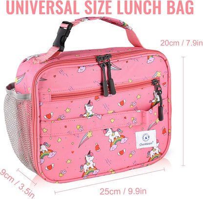 Genteen Lunch Box Kids, Insulated Lunch Bag Kids Boys Girls Back to School, Soft Lunch Box for Men Reusable Lunchbox for Office,Outdoor,School (Black)