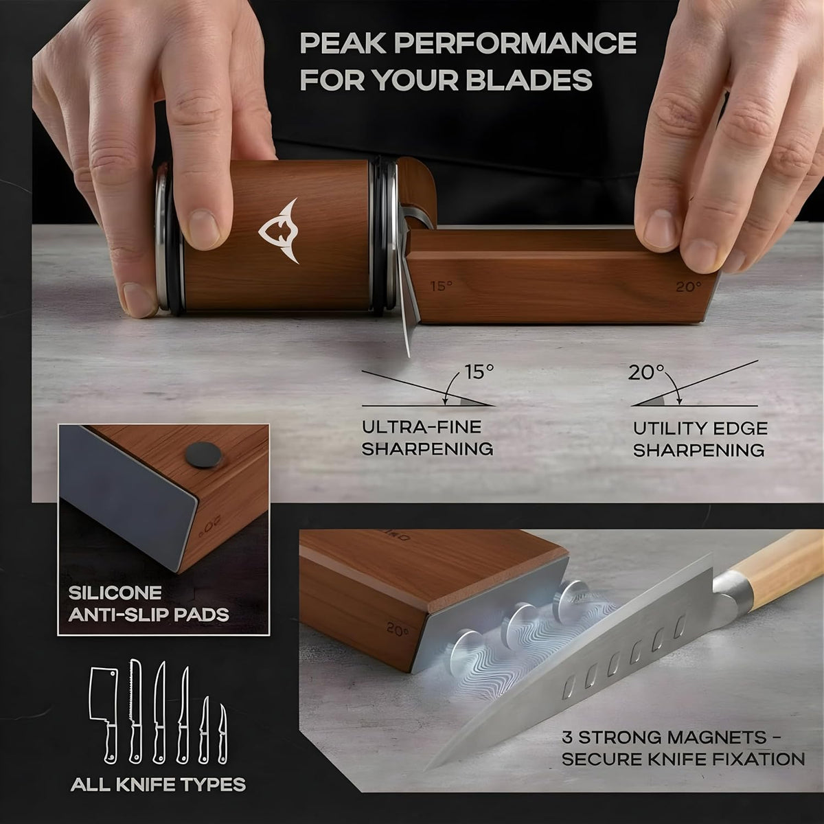 Rolling Knife Sharpener Kit with Diamond & Ceramic Disc (Stainless Steel)