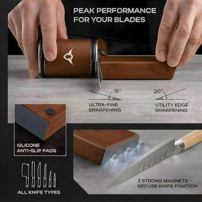 Rolling Knife Sharpener Kit with Diamond & Ceramic Disc (Stainless Steel)