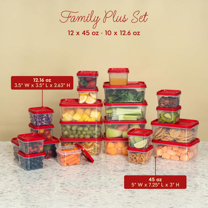 IRIS USA 44 PC Plastic Food Storage Containers With Lids | 22 Meal Prep Containers & 22 Lids | Leftovers Office Lunch Snack Fruit, Microwave Dishwasher Freezer Safe, BPA Free