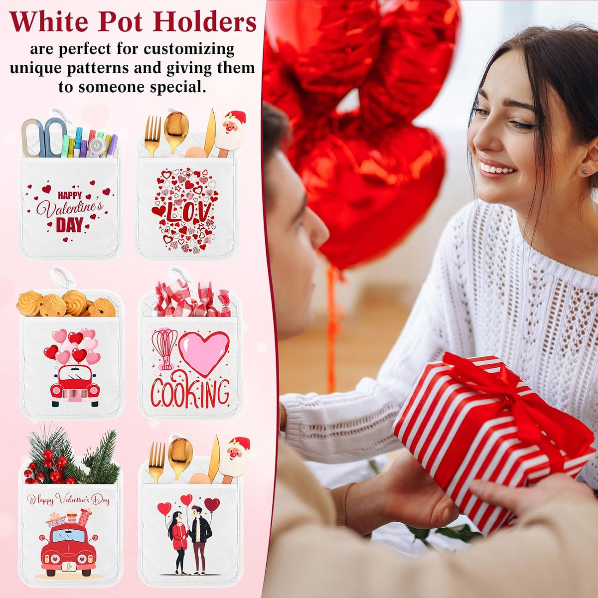 Hoolerry 7''x 9'' Sublimation Pot Holders with Pocket, Black