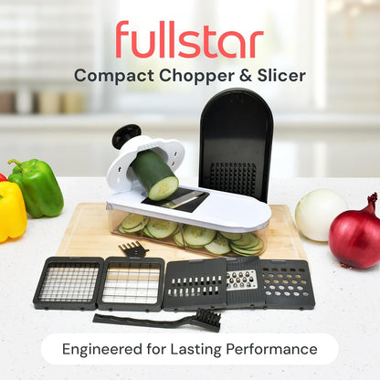 Fullstar Core Vegetable Chopper - Chop and Slice Lid - Food Chopper with Container, Veggie Chopper, Fruit Slicer, Onion Dicer - Meal Prep Essential - Kitchen Gadgets and Gifts (6-in-1, White/Black)