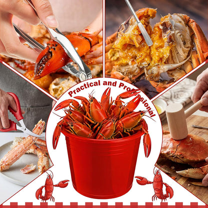 61 Pcs Seafood Tools Set Plastic Crawfish Tablecloth Lobster Bibs