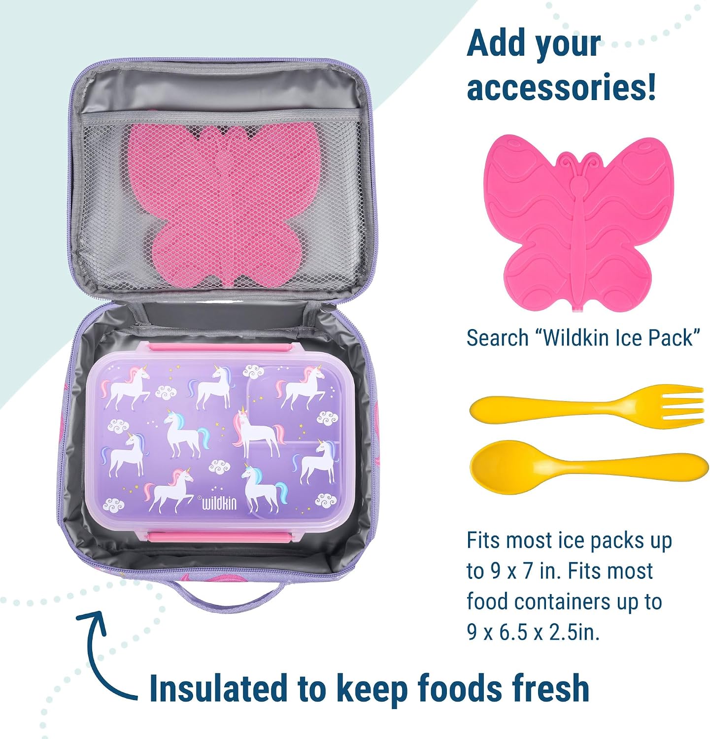Wildkin Kids Insulated Lunch Box, Keeps Food Hot or Cold, BPA-Free with Mesh Pockets & Easy-Clean Lining – Ideal for School, Travel & Daycare – Holographic