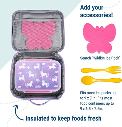 Wildkin Kids Insulated Lunch Box, Keeps Food Hot or Cold, BPA-Free with Mesh Pockets & Easy-Clean Lining – Ideal for School, Travel & Daycare – Holographic