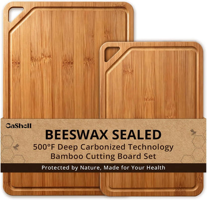 GASHELL Bamboo Cutting Board Set with Beeswax Coating for Kitchen(S+M+L+XL)