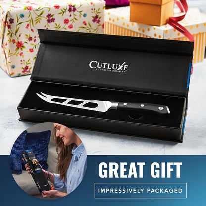 Cutluxe Cheese Knife Set, 5" Knife & 3.5" Slicer for Soft & Hard Cheese