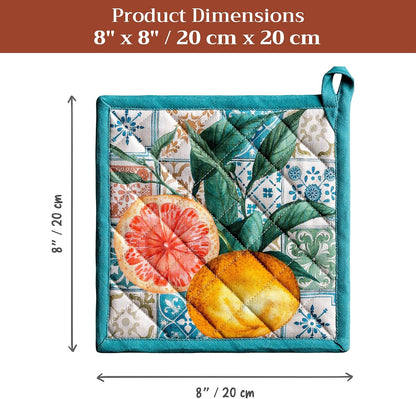Maison d' Hermine 100% Cotton Oven Mitt & Pot Holder Set (7.5"x13" & 8"x8") - Colors C