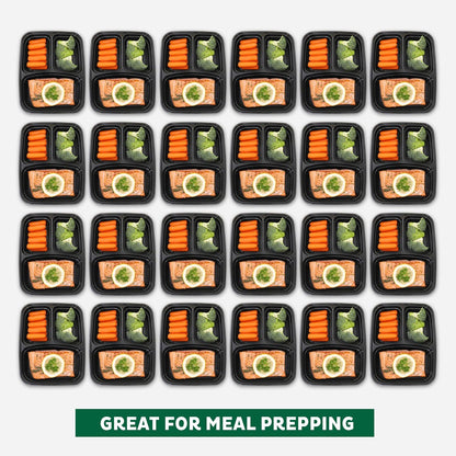 Freshware Meal Prep Containers [150 Pack] 3 Compartment with Lids, Food Storage Containers, Bento Box, BPA Free, Stackable, Microwave/Dishwasher/Freezer Safe (24 oz)