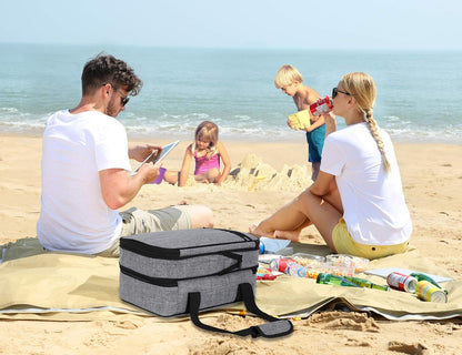 MIER Insulated Double Casserole Carrier Bag for Lasagna Lugger, Potluck Parties, Picnic, Beach, Fits 9 x 13 Inches Baking Dish, Casserole Dish, Expandable, Dark Blue