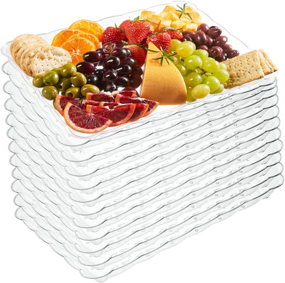 Plasticpro Plastic Serving Trays - Serving Platters Rectangle 9X13 Disposable Party Dish 4 Black Trays