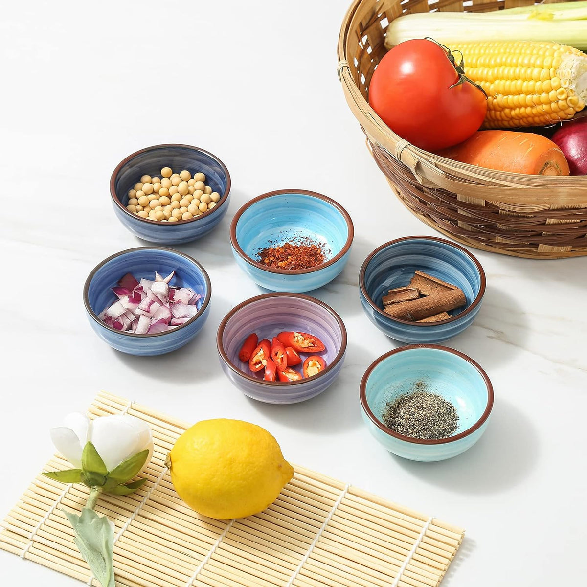 Selamica Ceramic 2.6 OZ Soy Sauce Dish, Set of 6, Matte Black