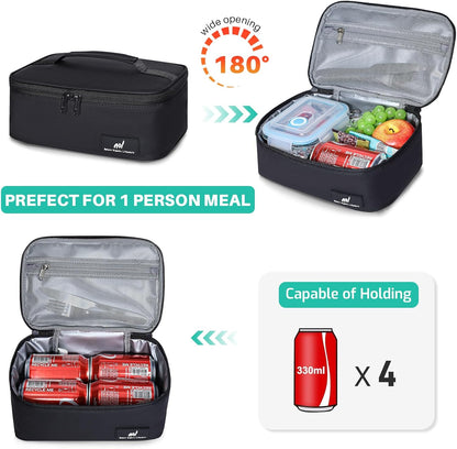 NOL Mini Insulated Lunch Bag for Women Men Kids | Small Leakproof Reusable Lunch Tote | Fits 6 Cans 330ml | Thermal Cooler for Work School Picnic Camping, Navy blue