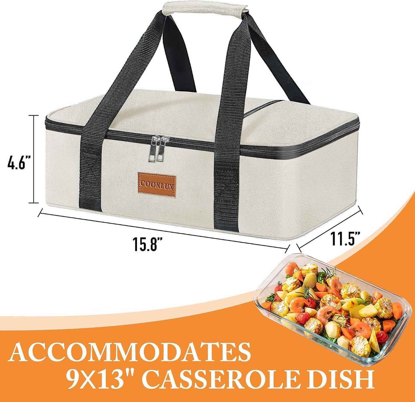 Insulated Casserole Carrier 9x13 Inch, Durable Nylon, Leak-Proof Casserole Dish Carrier, Casserole Carriers for Hot or Cold Food (Christmas)