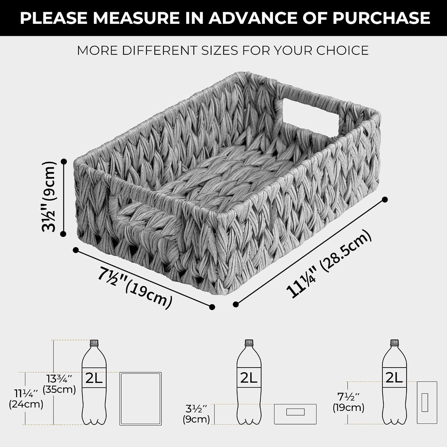 GRANNY SAYS Wicker Storage Baskets for Shelves, Water Hyacinth Basket with Scalloped Edge, Storage Wicker Baskets for Pantry, Large, 2-Pack