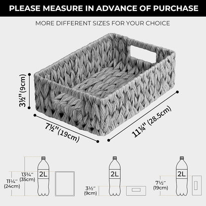 GRANNY SAYS Wicker Storage Baskets for Shelves, Water Hyacinth Basket with Scalloped Edge, Storage Wicker Baskets for Pantry, Large, 2-Pack