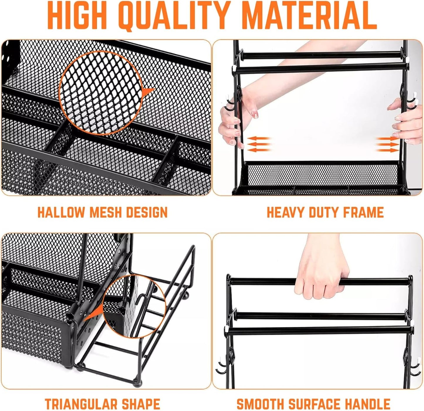 Grill caddy, BBQ Caddy Organizer with Paper Towel Holder, Black Metal Grill Accessory Rack, Kitchen Condiment Storage Basket with Utensil Holder