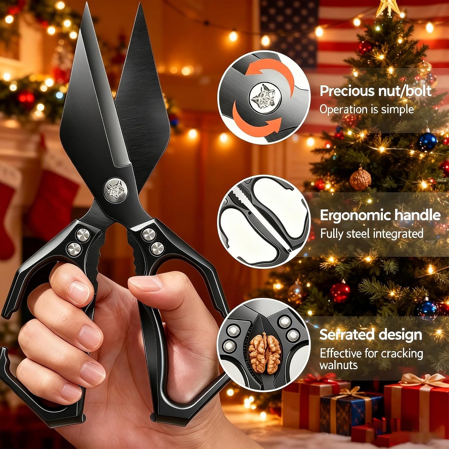 Multifunctional Heavy Duty Kitchen Shears,Kitchen Shears for Cutting Chicken,Kitchen Scissors for Food, Japanese High-Carbon Steel Culinary Poultry Shears, for Chicken,Meat,Fish,Bone Cutting(Silver)