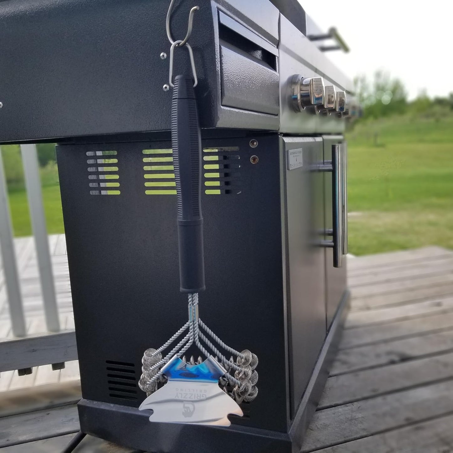 Bristle Free Grill Brush with Scraper - Safe BBQ Grill Cleaner Brush - 10-Inch BBQ Brush for Grill Cleaning Kit - Gifts for Grill Wizard