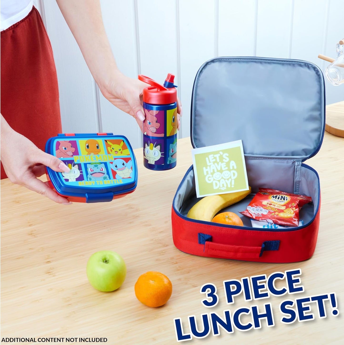 Pokemon Insulated Lunch Bag with Lunch Box Water Bottle Set for Kids 3 Piece School Snack Bag Pikachu Gifts for Kids (Yellow)