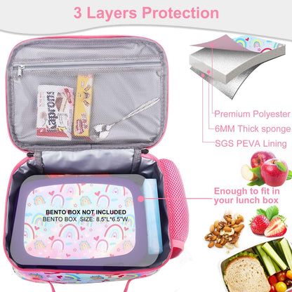 RHCPFOVR Kids Lunch Bag - Insulated Lunch Box for Boys Girls,Washable Lunch Bag and Reusable Toddler Leak-proof Lunchbox for School and Daycare - Colors A