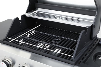 3-Burner Propane Gas Grill, 30,000 BTU Stainless Steel Outdoor BBQ Grill with Lid, Side Shelves & Wheels for Patio, Garden and Backyard Cooking
