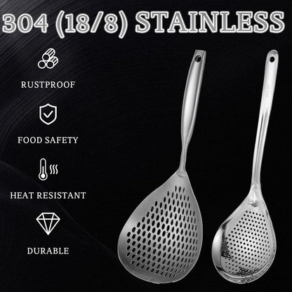 Skimmer Slotted Spoon, Large Size Spaghetti Spoon (2 Pcs)