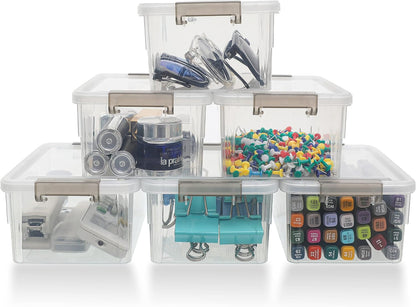 Citylife 6Packs 7.8Qt Plastic Storage Bins with Lids, Clear Organizer | Stackable totes Containers for Craft Supplies, Documents,Garage,Toys,Office and Classroom