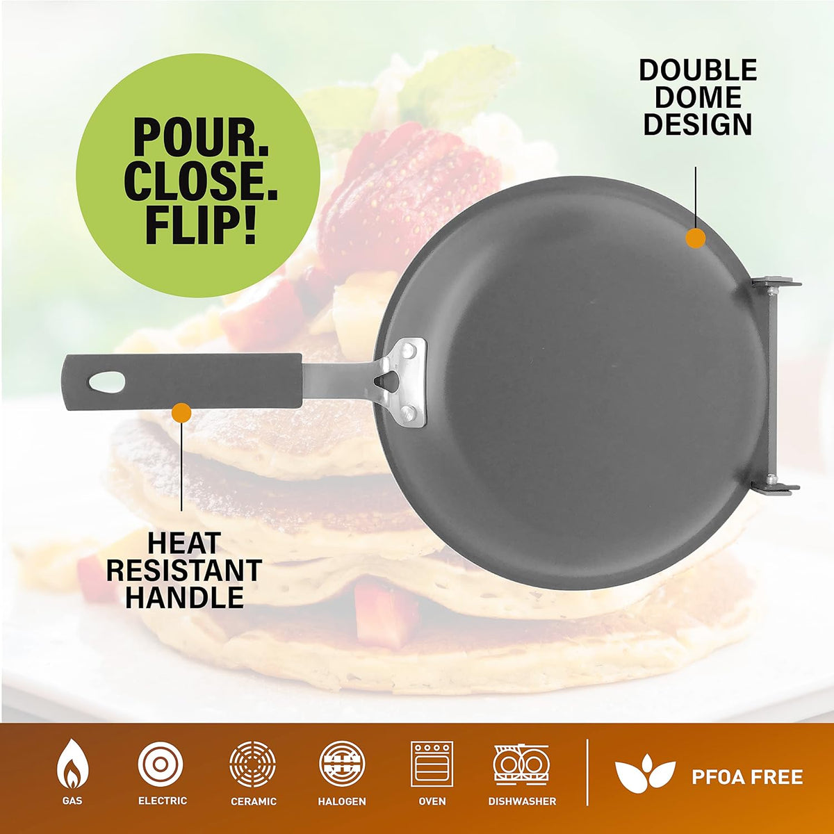 GOTHAM STEEL 8" Double Sided Pancake & Omlet Pan, Ceramic Nonstick, Copper