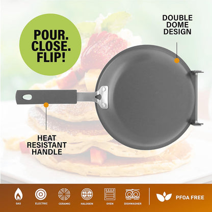 GOTHAM STEEL 8" Double Sided Pancake & Omlet Pan, Ceramic Nonstick, Copper