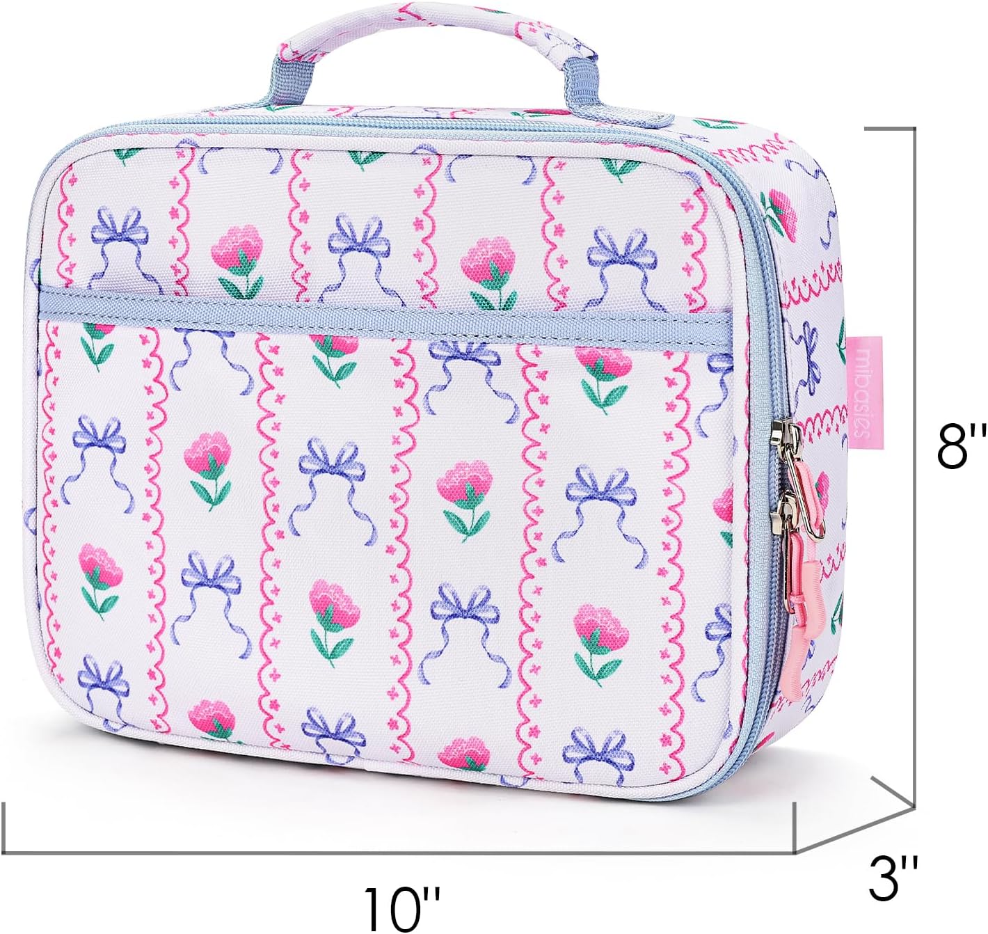 mibasies Kids Lunch Box for Girls Toddler, Insulated and Reusable Lunch Bag for School, Pink Rainbow