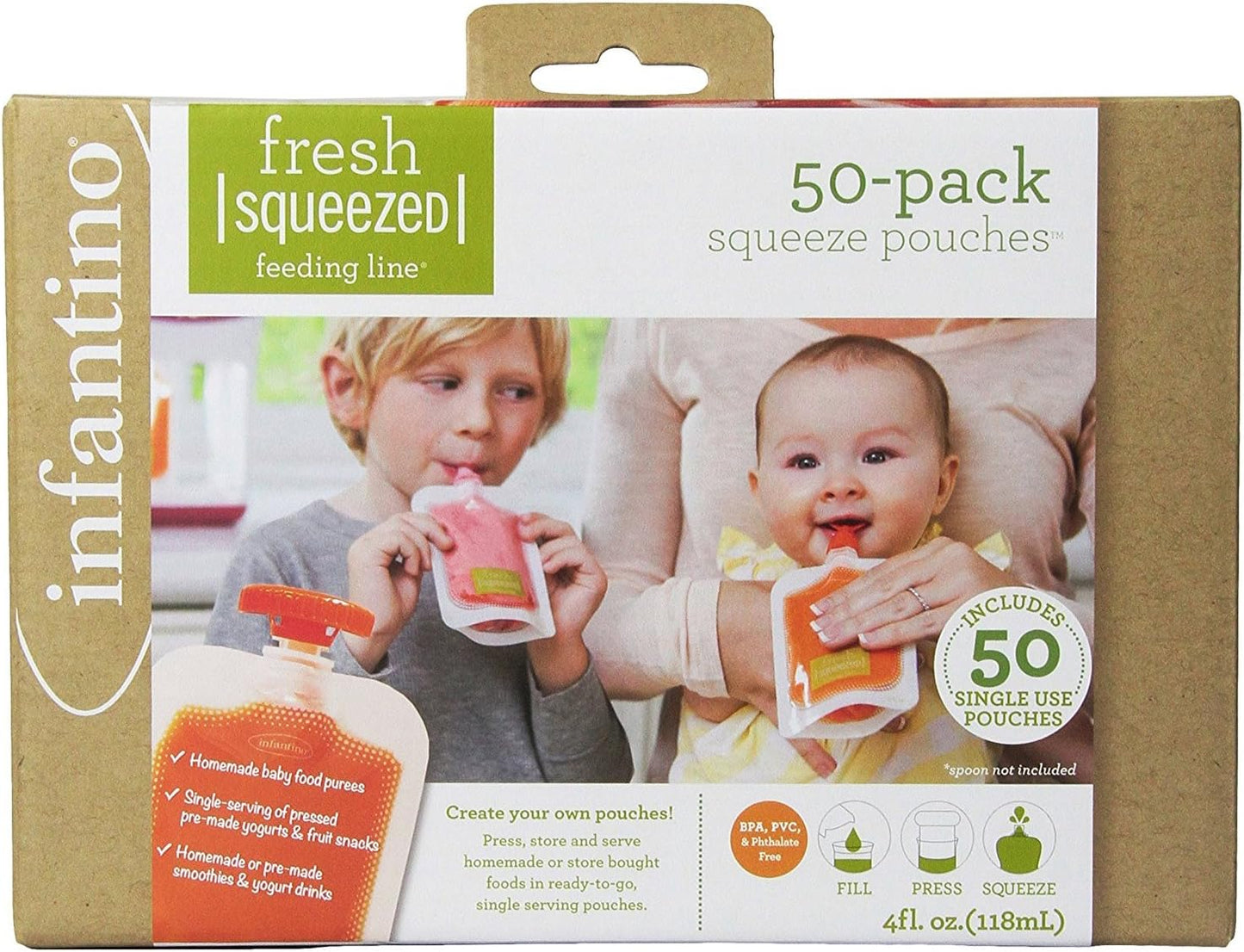 Infantino Squeeze Station for Homemade Baby Food, Pouch Filling Station for Puree Food for Babies and Toddlers, Dishwasher Safe and BPA-Free