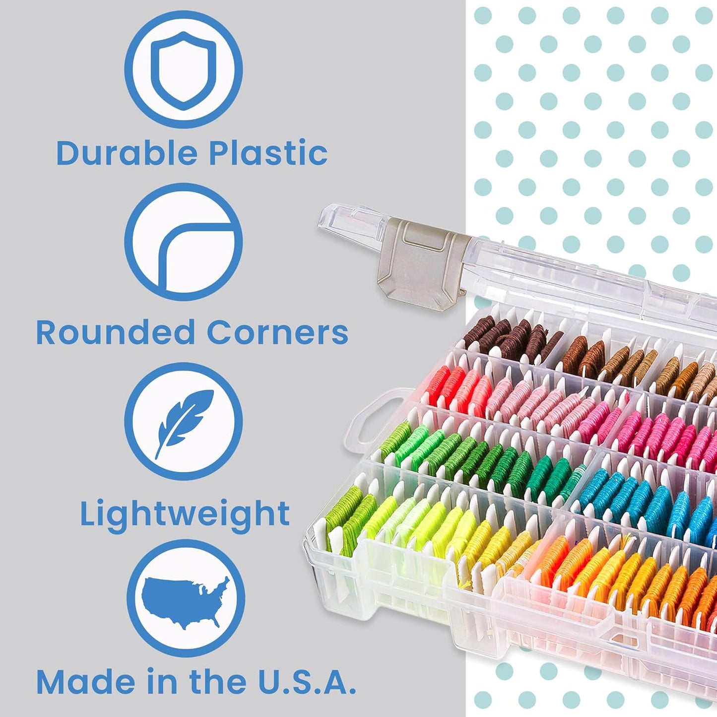 ArtBin Floss Finder Box: Clear Sewing Organizer with 6 Compartments, 12 Dividers, Durable - Perfect for Embroidery Floss and Small Sewing Supplies Storage