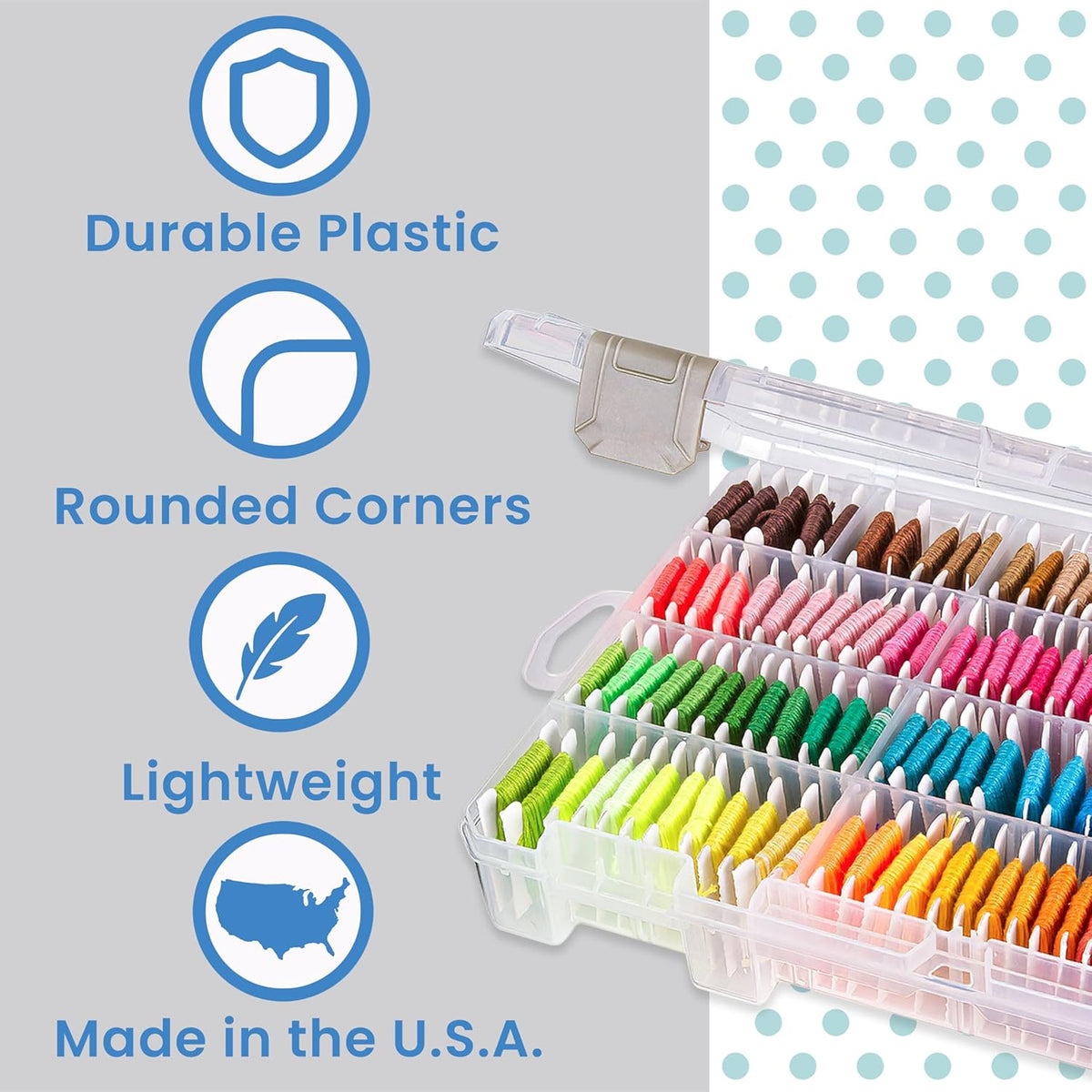 ArtBin Floss Finder Box: Clear Sewing Organizer with 6 Compartments, 12 Dividers, Durable - Perfect for Embroidery Floss and Small Sewing Supplies Storage