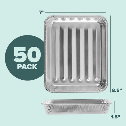 PLASTICPRO Aluminum Grill Pans, Broiler Pans, Grill Liners, Durable with Ribbed Bottom Surface for BBQ, Grill, Texture Disposable,Pack of 10