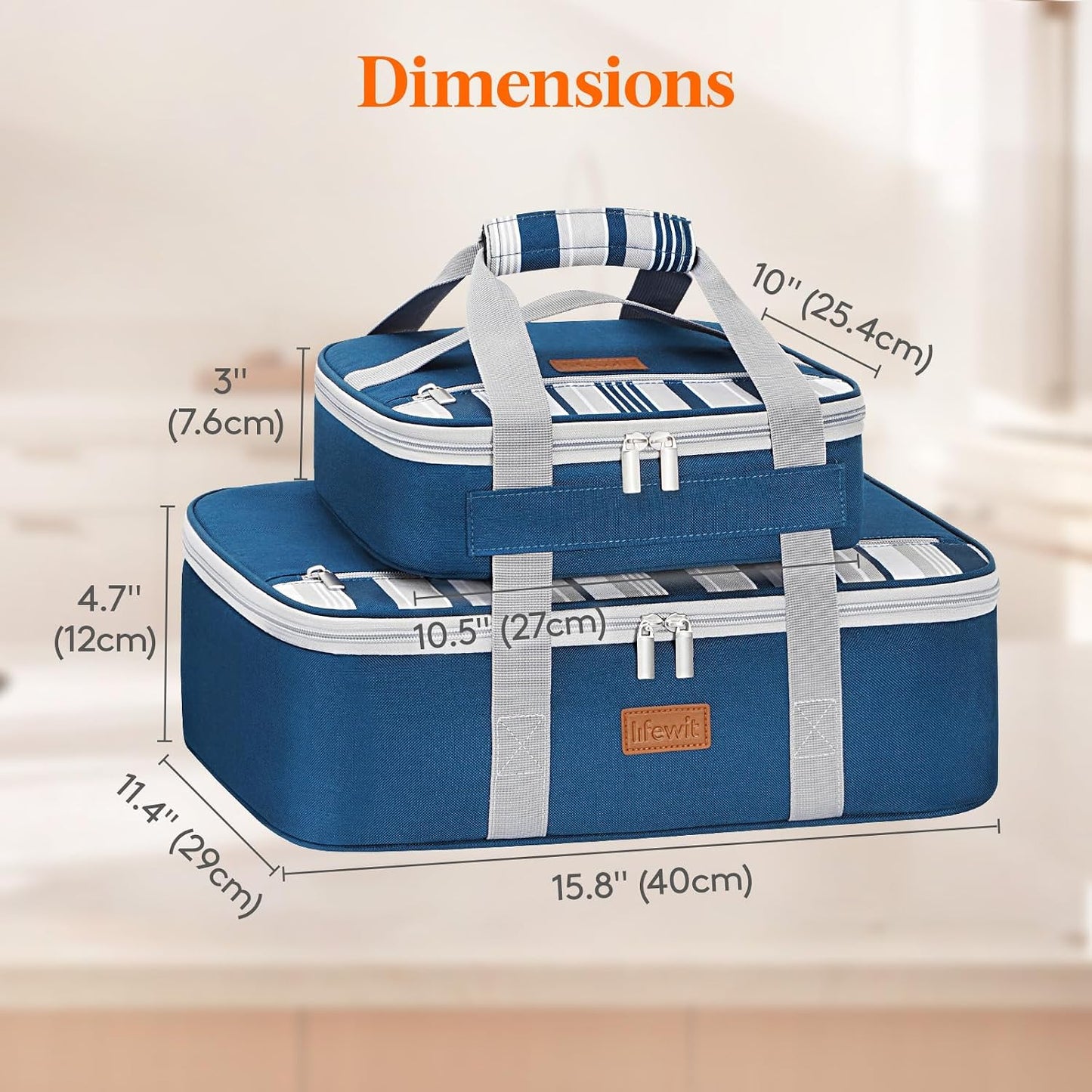 Lifewit Duo Insulated Casserole Carrier for Hot or Cold Food, Lasagna Holder 2 Compartments, Thermal Lunch Tote for Potluck Parties Cookouts, Fits 9"x13" Casserole Dish, Gray