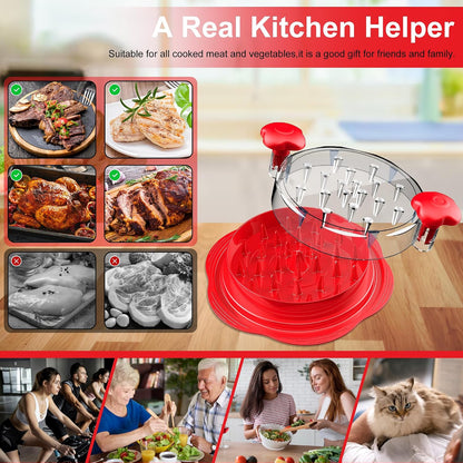 Chicken Shredder Tool Twist Large Meat Shredder with Brush&Fork, Black