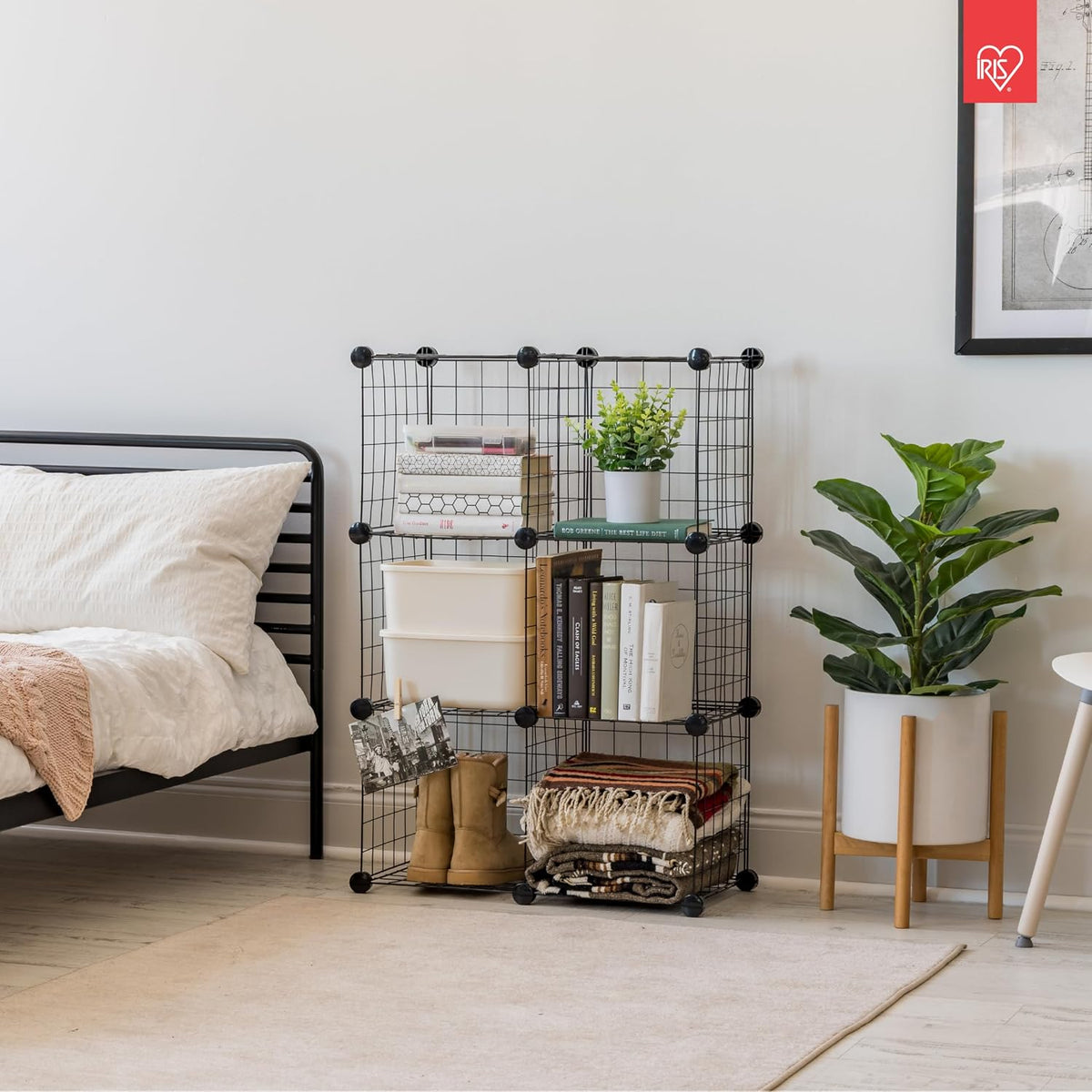 IRIS USA Wire Basket for Pantry Organizers and Storage, 2 Pack, Potato and Onion Storage, Easy Assembly, Stackable Storage Bins, Kitchen Cabinet Bathroom Shelf Organizers for Veggie, Fruit, Snack