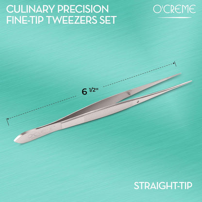 O'Creme Stainless Steel Precision Kitchen Tweezer Tongs 6.25" with Fine Tip (Purple)