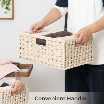 GRANNY SAYS Wicker Storage Baskets for Shelves, Water Hyacinth Basket with Scalloped Edge, Storage Wicker Baskets for Pantry, Large, 2-Pack