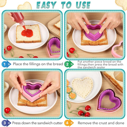 Sandwich Cutters for Kids Lunch, 25 Pcs Sandwich Cutter and Sealer Set, Uncrustable Sandwich Cutter for Lunch Box, Vegetable Fruit Cutter Shapes for Kids Bento Box