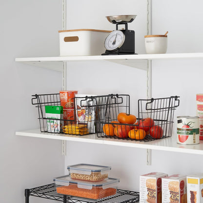 TRINITY 2-Pack Stackable Metal Wire Storage Baskets With Handles, EcoStorage Chrome, 11 Inches