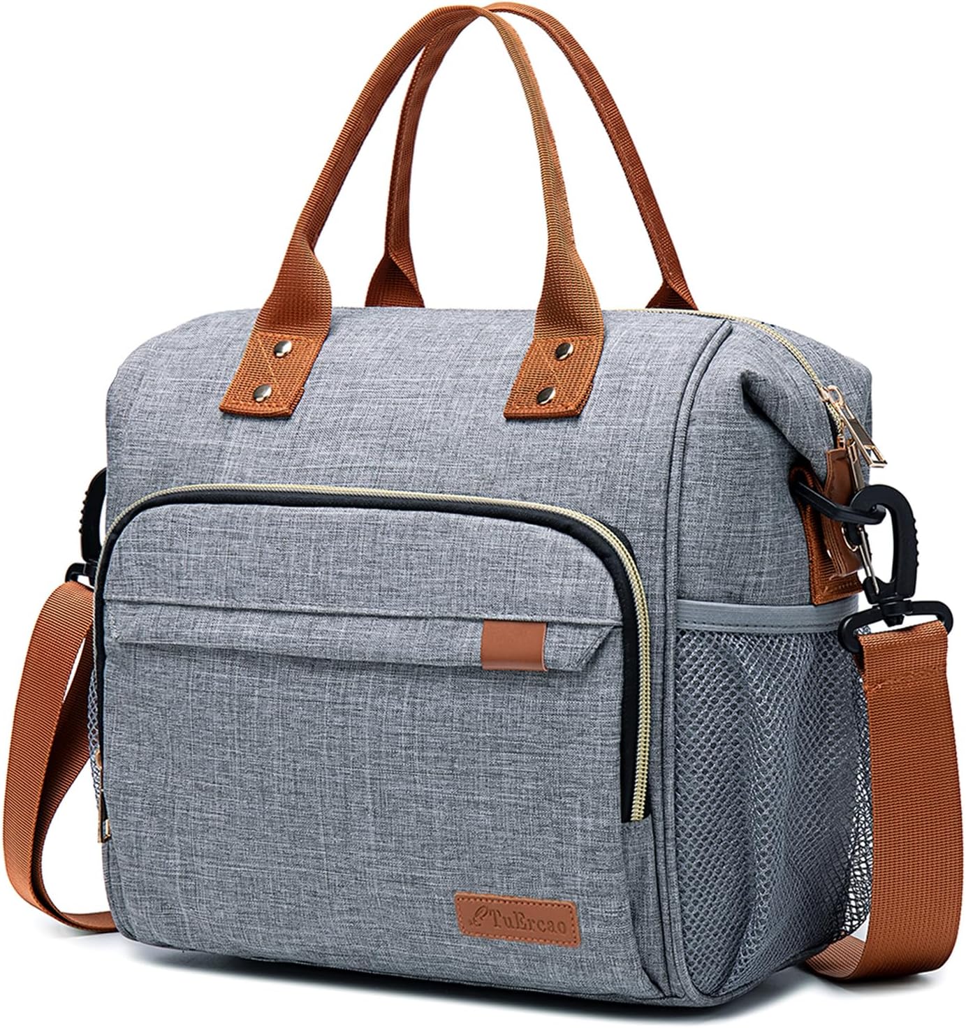 TuErCao Small Lunch Bag Lightweight Insulated Lunch Box for Women Work Portable Soft Cooler for Picnic Travel Road Trips, Loncheras para Mujer, Black