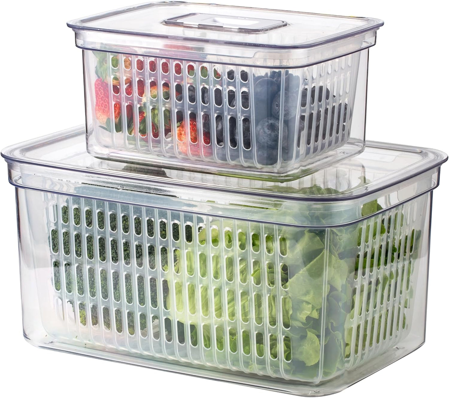 SIMPLEMADE Clear Refrigerator Organizer Bins - Clear Bins for Fridge, Containers for Fridge and Freezer, Multipurpose Storage for Kitchen, Office, Bathroom, Pack of 3 (Design 2)