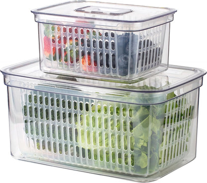 SIMPLEMADE Clear Refrigerator Organizer Bins - Clear Bins for Fridge, Containers for Fridge and Freezer, Multipurpose Storage for Kitchen, Office, Bathroom, Pack of 3 (Design 2)