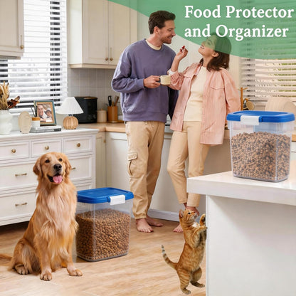 10-15 Lbs Dog Food Storage Container Airtight - Slim Pet Cat Food Container with Lid, Scoop and Cup - Clear Plastic Dry Food Storage Bin for Dogs, Cats, Bird Seeds, Kibble, Pellets, Rice, Flour